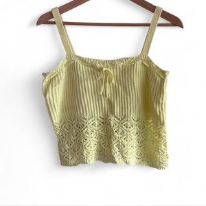 wild fable Light Yellow Crochet-Trim Knit Camisole Top